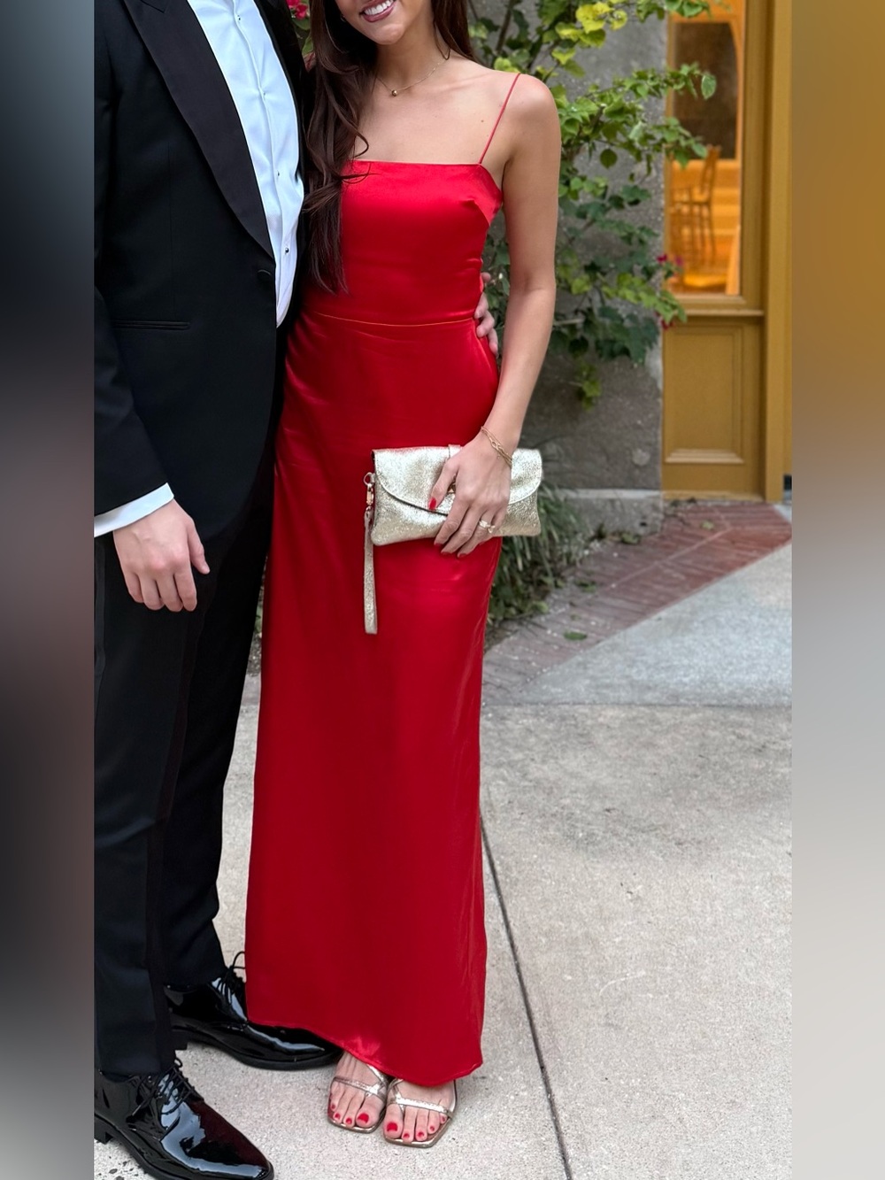 Reformation Frankie Silk Red maxi dress